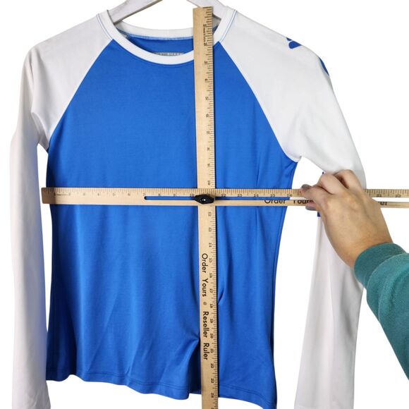 COLUMBIA PFG Omni-Shade Sun Protection Shirt‎ XS Blue White Long Sleeve Womens - Picture 5 of 13